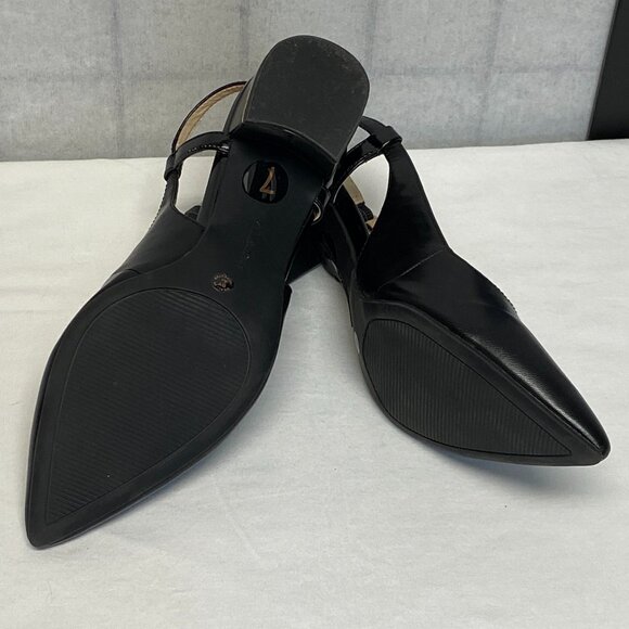 Liz Claiborne Pointed Closed Toe Chunky Low Heel Slingback Pumps LC Bay Black - Picture 11 of 13